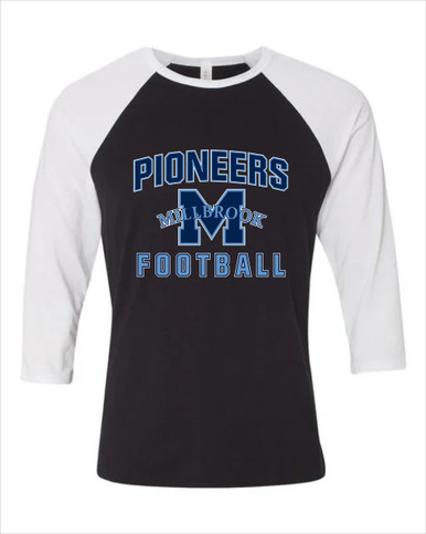 Millbrook Pioneers Football #1 Women's Baseball T-Shirt