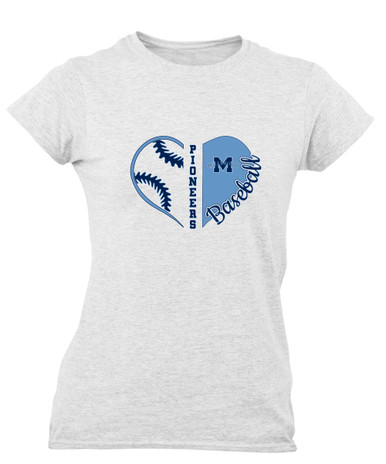 Millbrook Pioneers Heart Baseball Women's SS T-Shirt