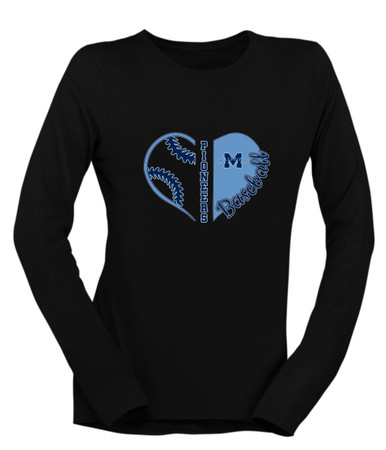 Millbrook Pioneers Heart Baseball Women's Premium LS T-Shirt