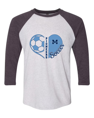 Millbrook Pioneers Heart Soccer Women's Baseball T-Shirt