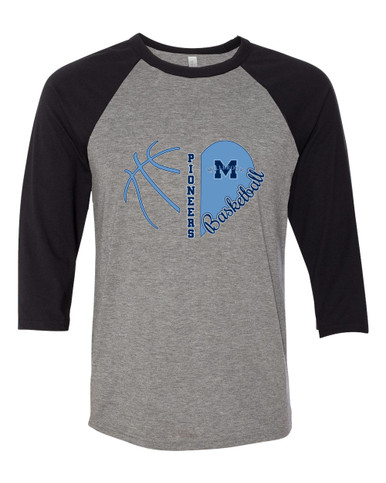 Millbrook Pioneers Heart Basketball Women's Baseball T-Shirt