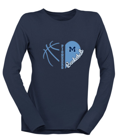 Millbrook Pioneers Heart Basketball Women's LS T-Shirt