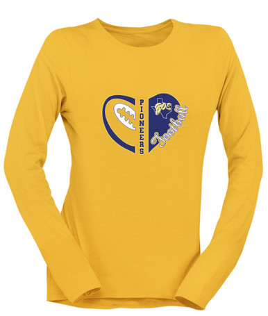 Boswell Pioneers Heart Football Women's LS T-Shirt