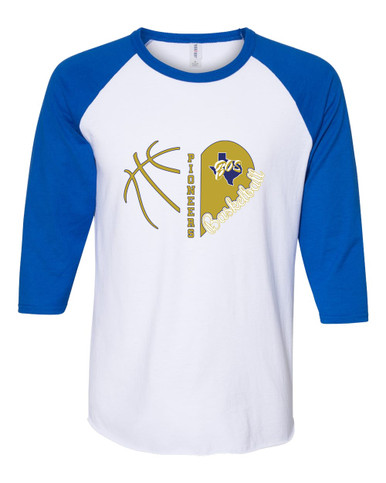 Boswell Pioneers Heart Basketball Women's Baseball T-Shirt