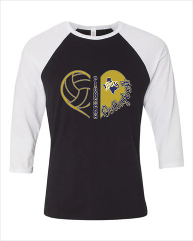 Boswell Pioneers Heart Volleyball Women's Baseball T-Shirt