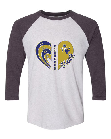 Boswell Pioneers Heart Track Women's Baseball T-Shirt