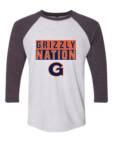 Grainger Grizzlies Nation #1 Women's Baseball T-Shirt