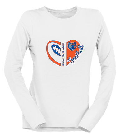Grand Oaks Grizzlies Heart Football Women's Premium LS T-Shirt