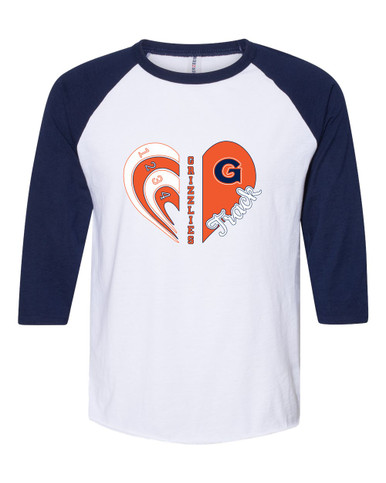 Grainger Grizzlies Heart Track Women's Baseball T-Shirt