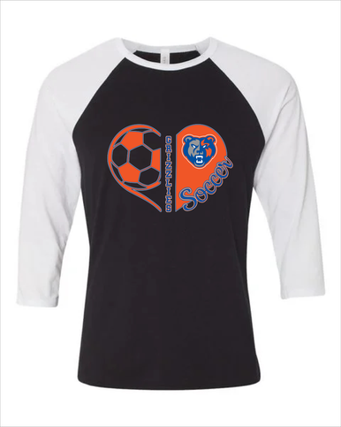 Grand Oaks Grizzlies Heart Soccer Women's Baseball T-Shirt