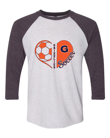 Grainger Grizzlies Heart Soccer Women's Baseball T-Shirt