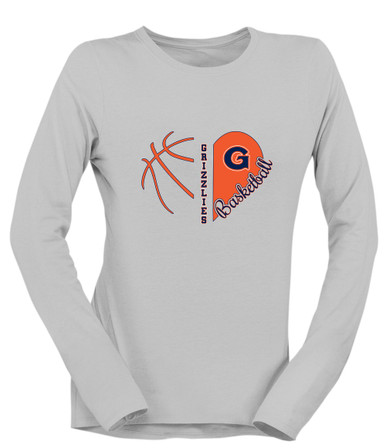 Grainger Grizzlies Heart Basketball Women's LS T-Shirt
