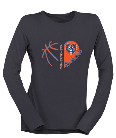 Grand Oaks Grizzlies Heart Basketball Women's LS T-Shirt
