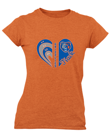 Grand Oaks Grizzlies Heart Track Women's Premium SS T-Shirt