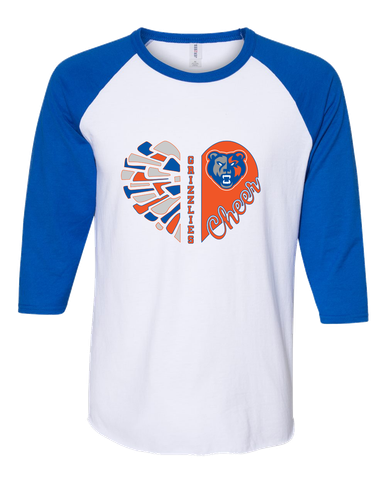 Grand Oaks Grizzlies Heart Cheer Women's Baseball T-Shirt