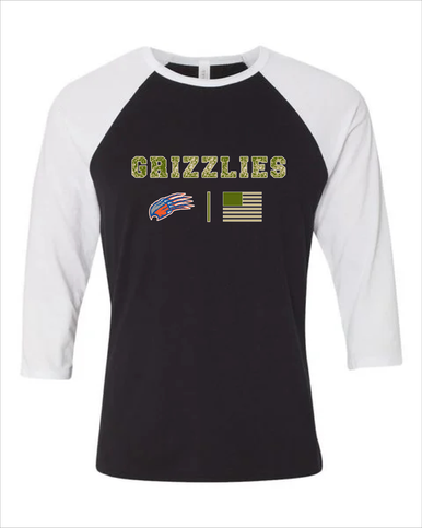 Grand Oaks Grizzlies Claw Camo Flag Women's Baseball T-Shirt
