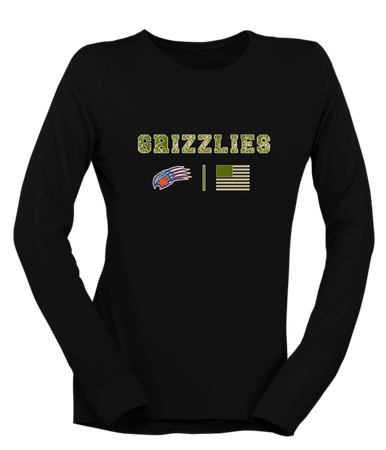 Grand Oaks Grizzlies Claw Camo Flag Women's LS T-Shirt