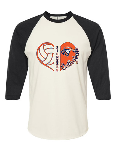 Heritage Pioneers Heart Volleyball Women's Baseball T-Shirt