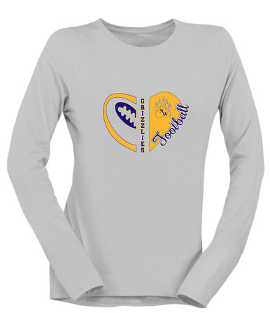 Northwest Grizzlies Heart Football Women's LS T-Shirt