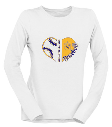 Northwest Grizzlies Heart Baseball Women's LS T-Shirt
