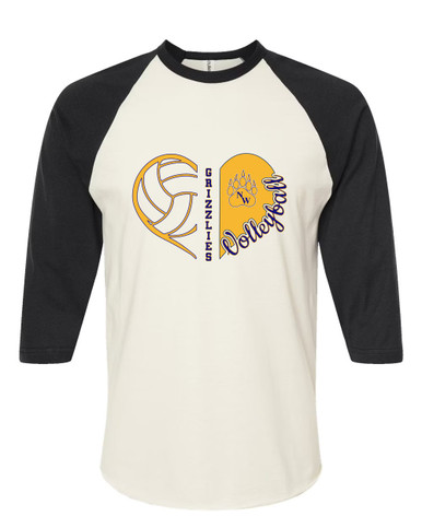 Northwest Grizzlies Heart Volleyball Women's Baseball T-Shirt