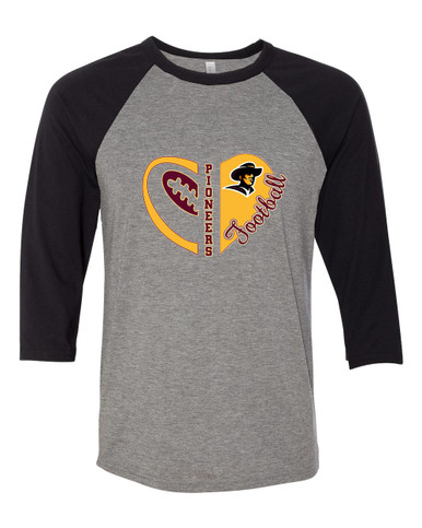 Simi Valley Pioneers Heart Football Women's Baseball T-Shirt