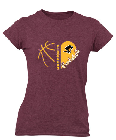 Simi Valley Pioneers Heart Basketball Women's SS T-Shirt