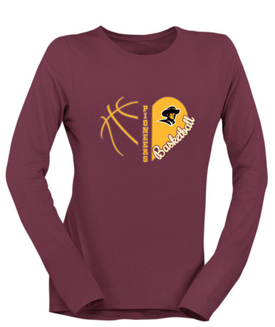 Simi Valley Pioneers Heart Basketball Women's LS T-Shirt
