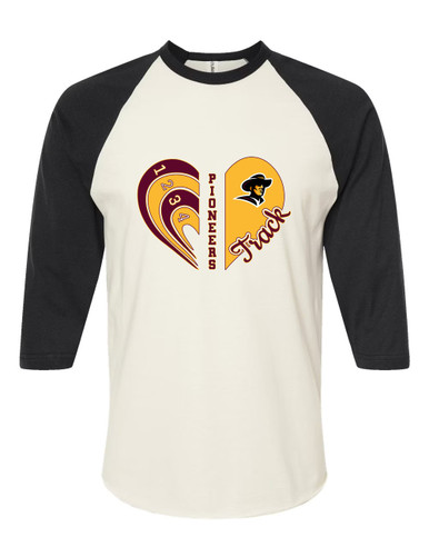 Simi Valley Pioneers Heart Track Women's Baseball T-Shirt