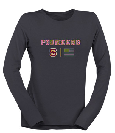 Simi Valley Pioneers Pink Camo Flag Women's Premium LS T-Shirt