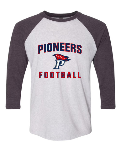 Patriot Pioneers Football #1 Women's Baseball T-Shirt