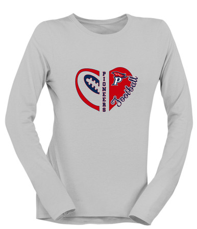 Patriot Pioneers Heart Football Women's LS T-Shirt
