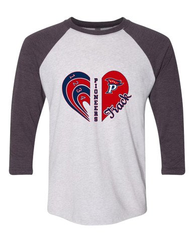 Patriot Pioneers Heart Track Women's Baseball T-Shirt
