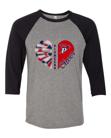 Patriot Pioneers Heart Cheer Women's Baseball T-Shirt