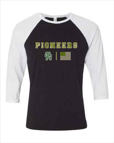 Oak Ridge Pioneers Camo Flag Men's Baseball T-Shirt