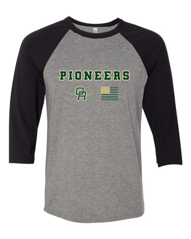 Oak Ridge Pioneers Team Colors Flag Women's Baseball T-Shirt