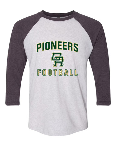 Oak Ridge Pioneers Football #1 Women's Baseball T-Shirt