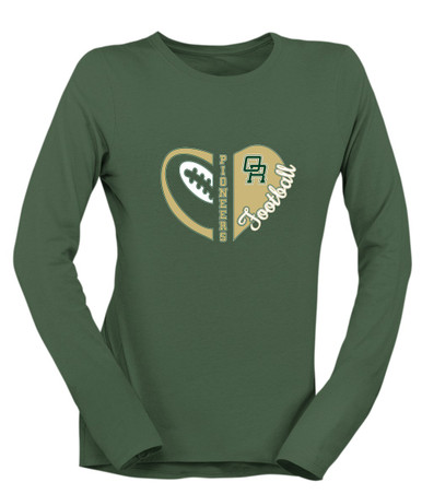 Oak Ridge Pioneers Heart Football Women's LS T-Shirt