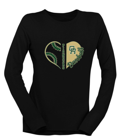 Oak Ridge Pioneers Heart Baseball Women's Premium LS T-Shirt