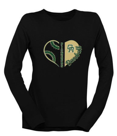 Oak Ridge Pioneers Heart Baseball Women's LS T-Shirt