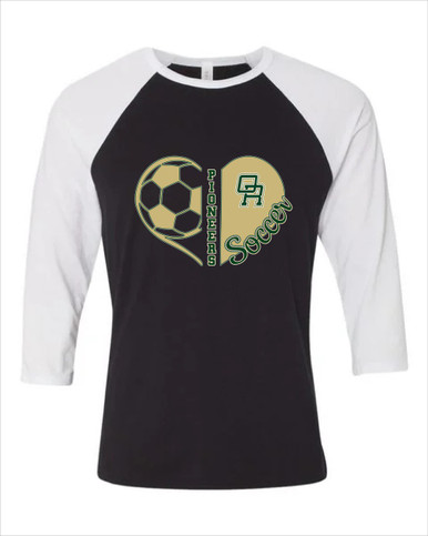 Oak Ridge Pioneers Heart Soccer Women's Baseball T-Shirt