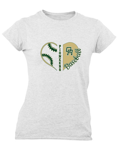Oak Ridge Pioneers Heart Baseball Women's Premium SS T-Shirt
