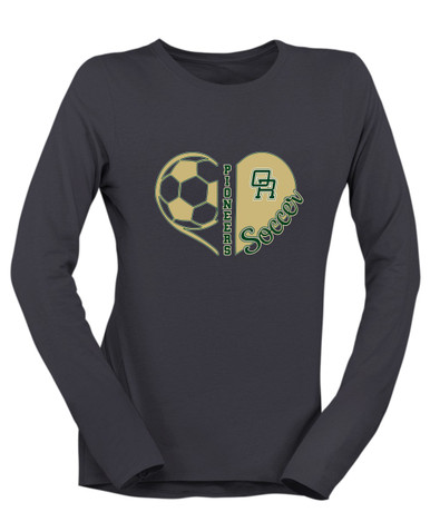 Oak Ridge Pioneers Heart Soccer Women's LS T-Shirt