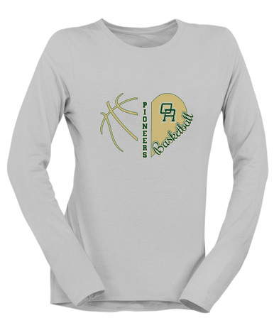 Oak Ridge Pioneers Heart Basketball Women's LS T-Shirt