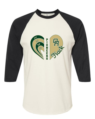 Oak Ridge Pioneers Heart Track Women's Baseball T-Shirt