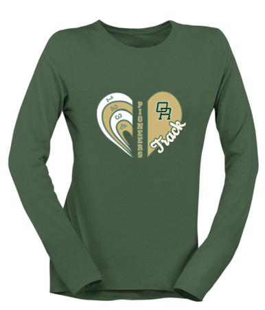 Oak Ridge Pioneers Heart Track Women's Premium LS T-Shirt