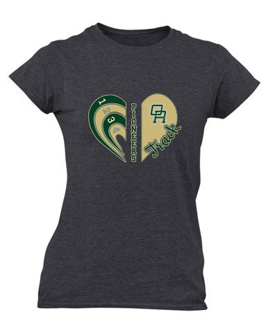 Oak Ridge Pioneers Heart Track Women's Premium SS T-Shirt