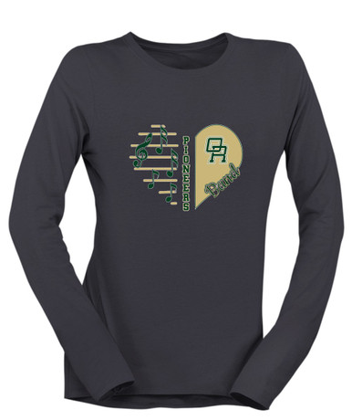 Oak Ridge Pioneers Heart Band Women's LS T-Shirt