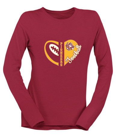 Cupertino Pioneers Heart Football Women's Premium LS T-Shirt