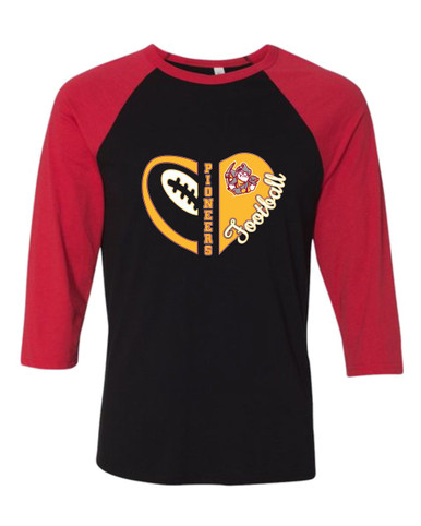 Cupertino Pioneers Heart Football Women's Baseball T-Shirt